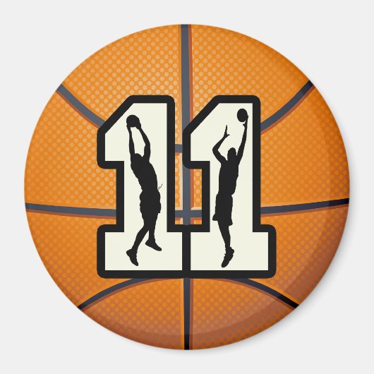 Nummer 11 Basketball en spelers Magneet (Voorkant)