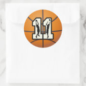 Nummer 11 Basketball en spelers Ronde Sticker (Tas)