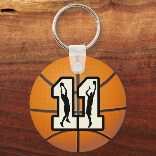 Nummer 11 Basketball en spelers Sleutelhanger (Voorkant)