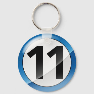 Nummer 11 blauw Sleutelhanger