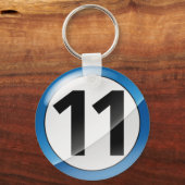 Nummer 11 blauw Sleutelhanger (Voorkant)