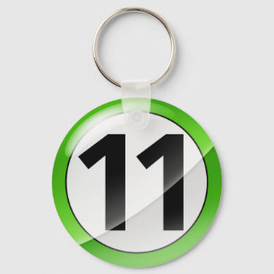 Nummer 11 groen Sleutelhanger