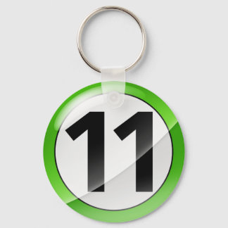 Nummer 11 groen Sleutelhanger