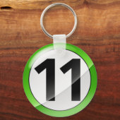 Nummer 11 groen Sleutelhanger (Voorkant)