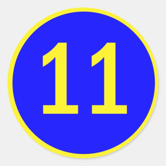 nummer 11 in een cirkel ronde sticker (Voorkant)
