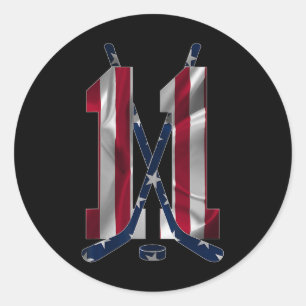 Nummer 11 Jaar IJshockey 11e Verjaardag (1) Ronde Sticker