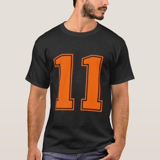 Nummer 11 Oranje sport jersey geluksnummer T-shirt (Voorkant)