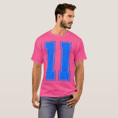 Nummer 11 Sport Team Blue Varsity Nummer T-shirt (Voorkant volledig)