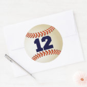 Nummer 12 Baseball Ronde Sticker (Envelop)