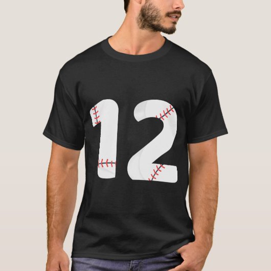 Nummer 12 Baseball Team Shirt - 12 Pitcher Batter (Voorkant)