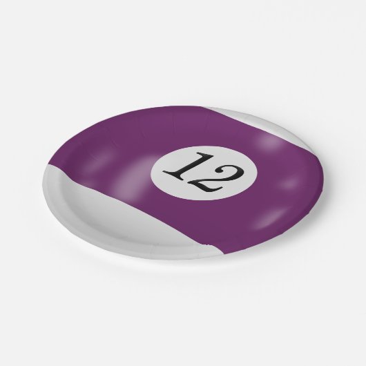 Nummer 12 biljartbal papieren bordje (Gekanteld)