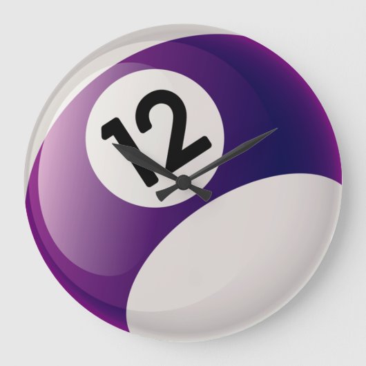 Nummer 12 Billiards Ball Clock Grote Klok (Voorkant)