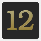 Nummer 12 Gouden Vierkante Sticker (Voorkant)