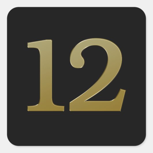 Nummer 12 Gouden Vierkante Sticker (Voorkant)