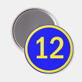 Nummer 12 in een cirkel magneet (Voorkant / Achterkant)
