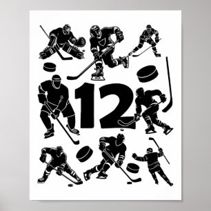 Nummer 12 jaar ijshockey 12e verjaardag (1) poster