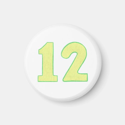 Nummer 12 magneet met geel en groen (Voorkant)