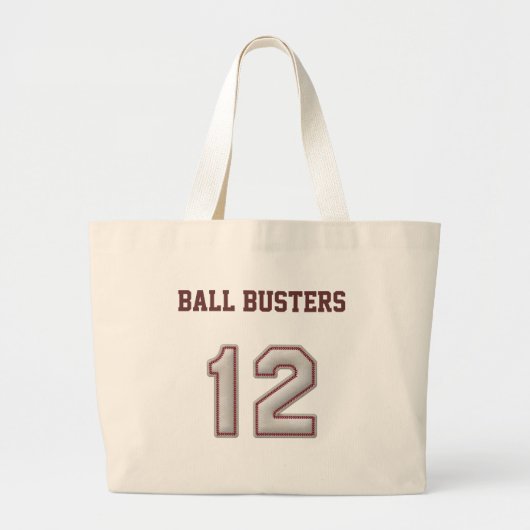 Nummer 12 met Cool Baseball Stitches Kijk Grote Tote Bag (Voorkant)