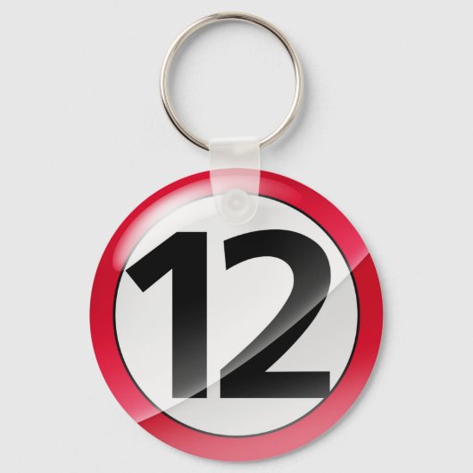 Nummer 12 rood Sleutelhanger (Voorkant)