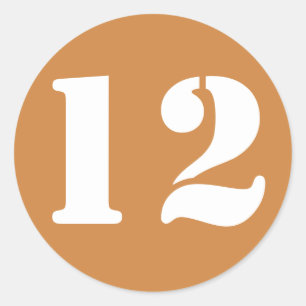 Nummer 12 Twaalf Peru Gouden Stencil Nummers door  Ronde Sticker