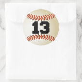 Nummer 13 Baseball Ronde Sticker (Tas)