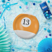 Nummer 13 biljartbal papieren bordje (Feest)