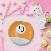Nummer 13 biljartbal papieren bordje (Feest)