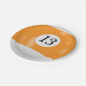 Nummer 13 biljartbal papieren bordje (Gekanteld)