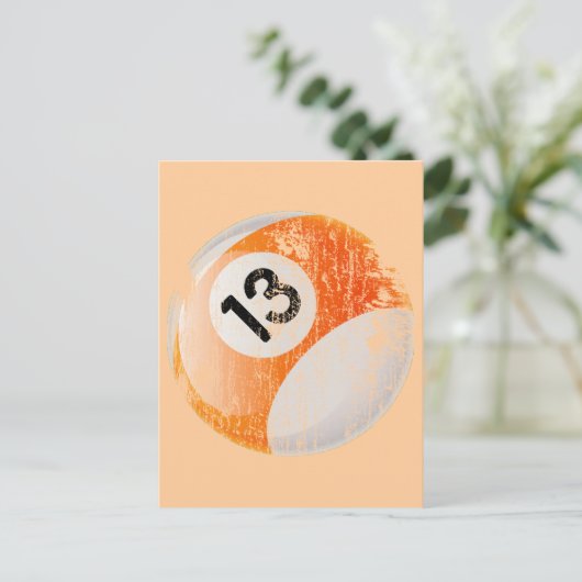 NUMMER 13 BILLIARDS BALL - AGED AND ERODED BRIEFKAART (Staand voorkant)
