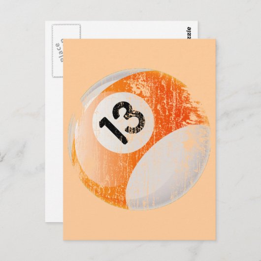 NUMMER 13 BILLIARDS BALL - AGED AND ERODED BRIEFKAART (Voorkant / Achterkant)