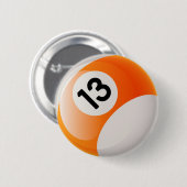 NUMMER 13 BILLIARDS BALL RONDE BUTTON 5,7 CM (Voorkant /achterkant)