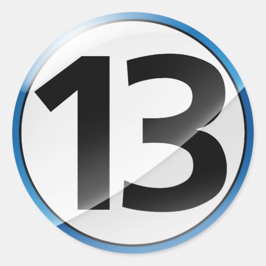 Nummer 13 blauwe sticker (Voorkant)