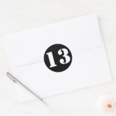 Nummer 13 Dertien Zwarte Stencil Nummers van Janz Ronde Sticker (Envelop)