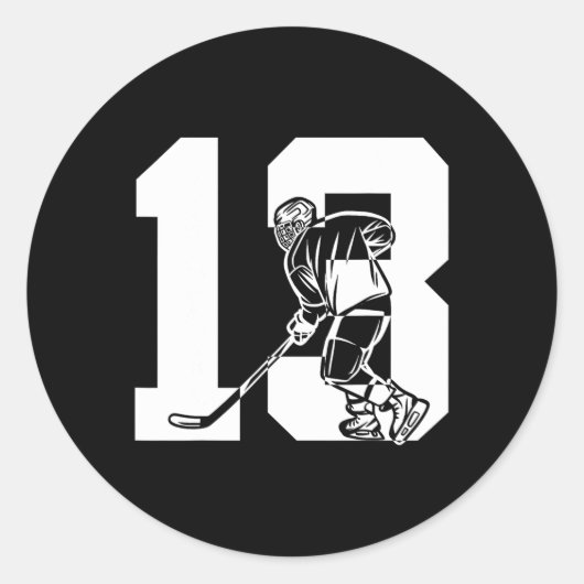 Nummer 13 IJshockey 13e verjaardag (1) Ronde Sticker (Voorkant)