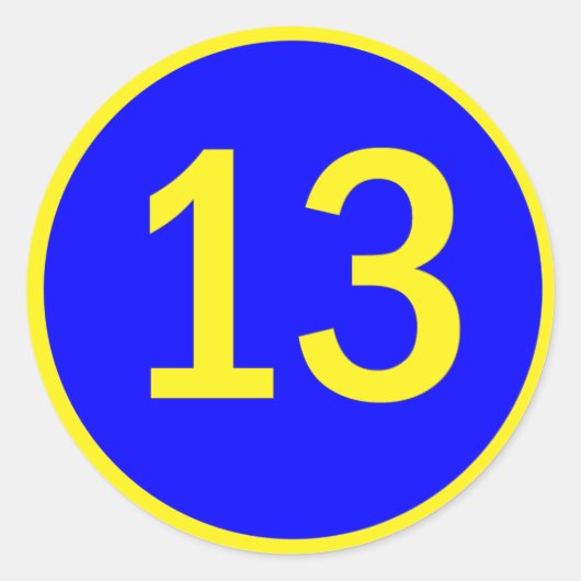 nummer 13 in een cirkel ronde sticker (Voorkant)