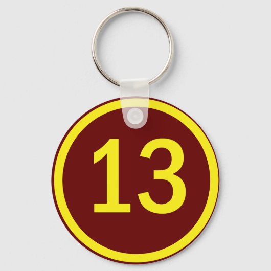 nummer 13 in een cirkel sleutelhanger (Voorkant)