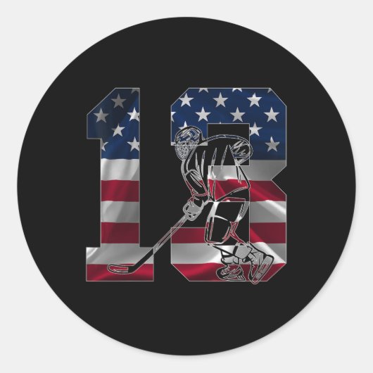 Nummer 13 Jaar IJshockey 13e Verjaardag Ronde Sticker (Voorkant)