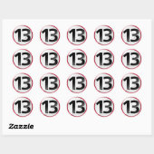 Nummer 13 rode sticker (Vel)