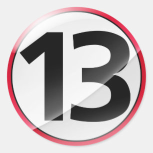 Nummer 13 rode sticker
