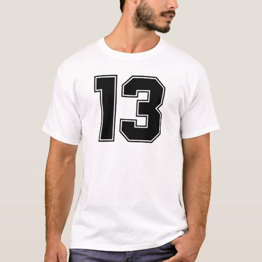 Nummer 13 voor- en achterzijafdruk t-shirt (Voorkant)