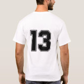 Nummer 13 voor- en achterzijafdruk t-shirt (Achterkant)