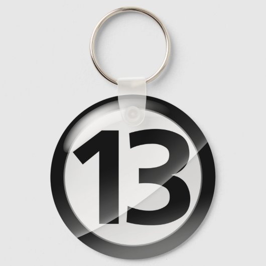 Nummer 13 zwart Sleutelhanger (Voorkant)