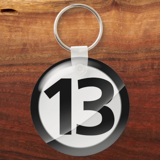 Nummer 13 zwart Sleutelhanger (Voorkant)