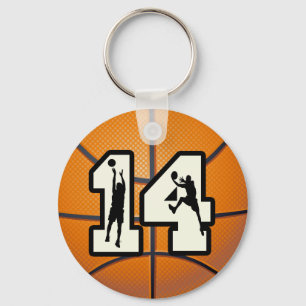 Nummer 14 Basketbal en Spelers Sleutelhanger