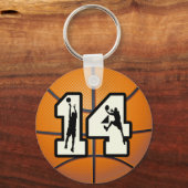 Nummer 14 Basketbal en Spelers Sleutelhanger (Voorkant)
