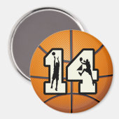 Nummer 14 Basketball en spelers Magneet (Voorkant / Achterkant)