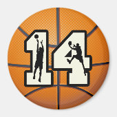 Nummer 14 Basketball en spelers Magneet (Voorkant)