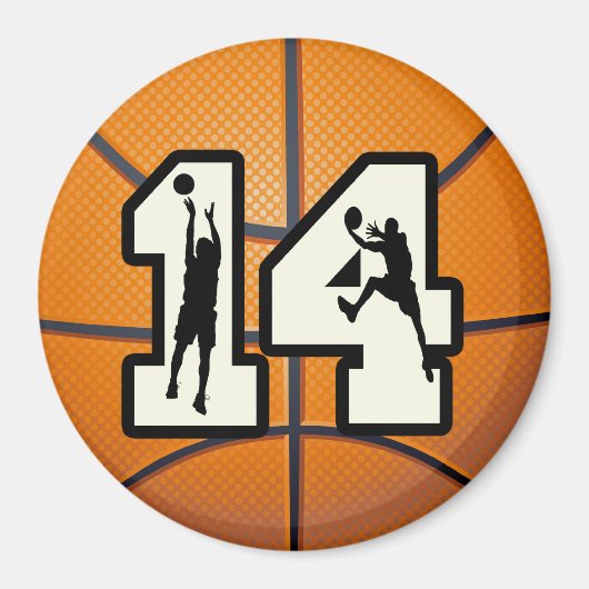 Nummer 14 Basketball en spelers Magneet (Voorkant)