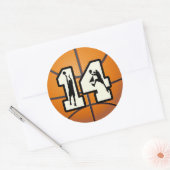 Nummer 14 Basketball en spelers Ronde Sticker (Envelop)