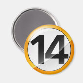 Nummer 14 goud Magent Magneet (Voorkant / Achterkant)